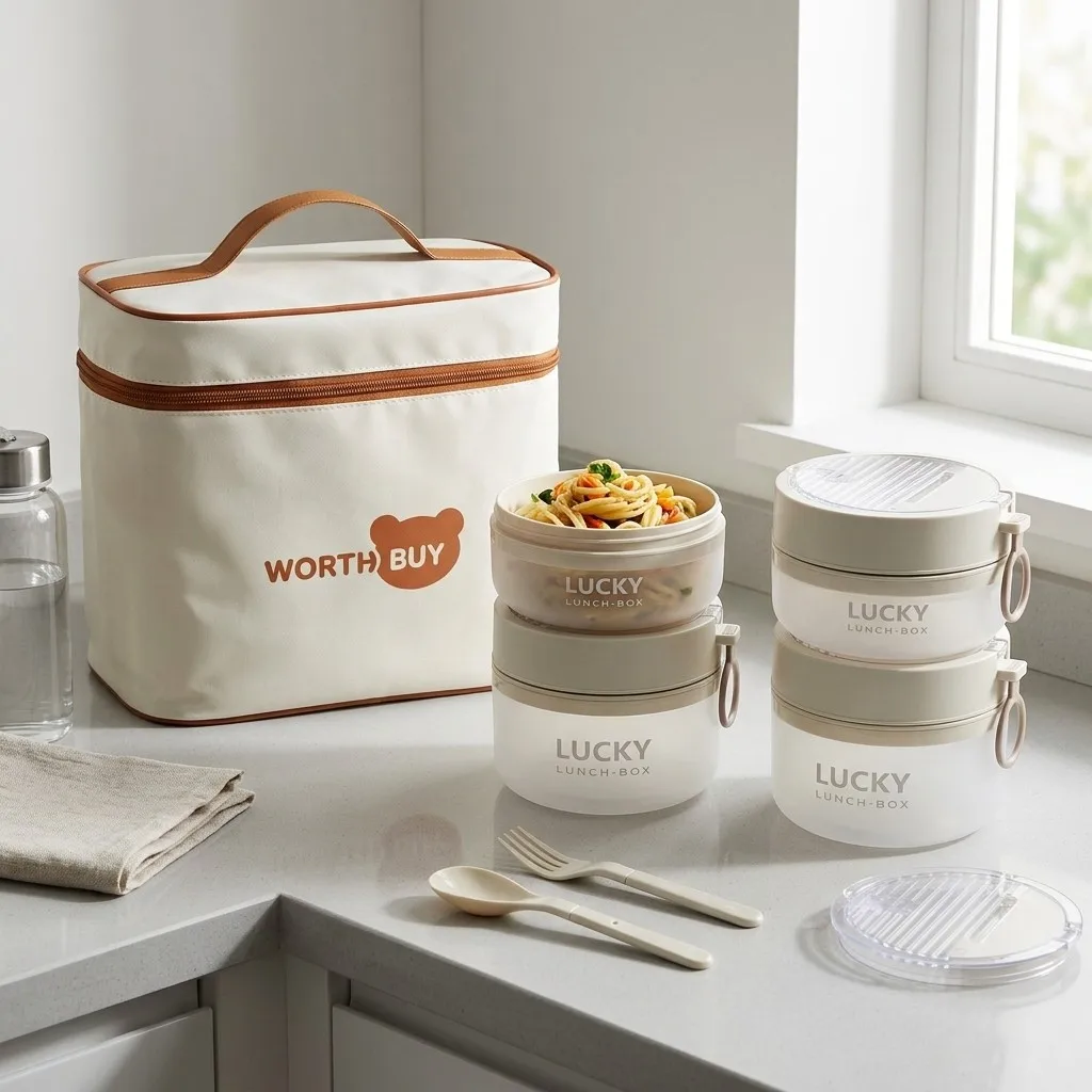 Meal Prep Or Prep Meal - 積み重ね可能なプラスチック製弁当箱セット。電子レンジ対応。大人も子供も使える、食事の準備や食品の保存に便利なランチボックス。カトラリーと取っ手付き。