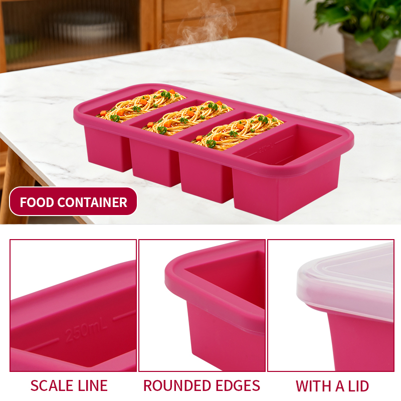 2または3ピースのシリコン製冷凍トレイ型セット、蓋付き収納ボ - Meal Prep Template のレビューと価格