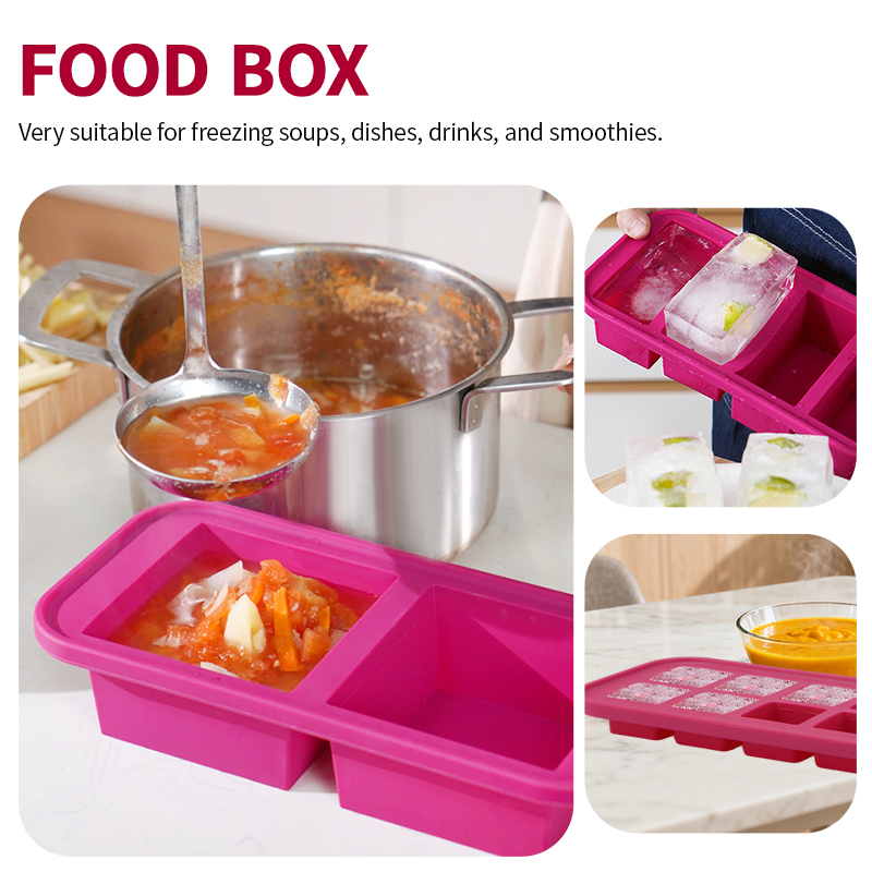 2または3ピースのシリコン製冷凍トレイ型セット、蓋付き収納ボ - Meal Prep Template のレビューと価格