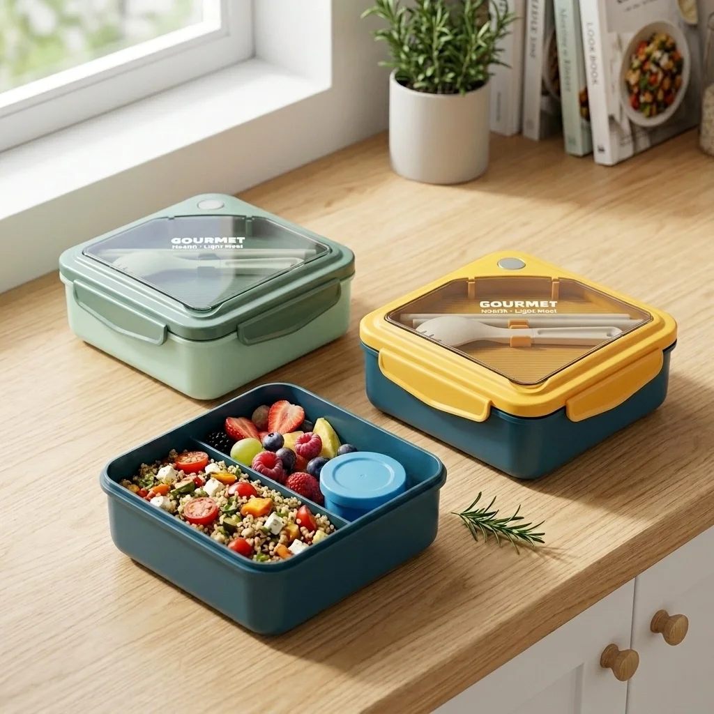 密閉式プラスチック製弁当箱、仕切り付き、電子レンジ対応、食事 - Meal Prep Or Prep Meal のレビューと価格