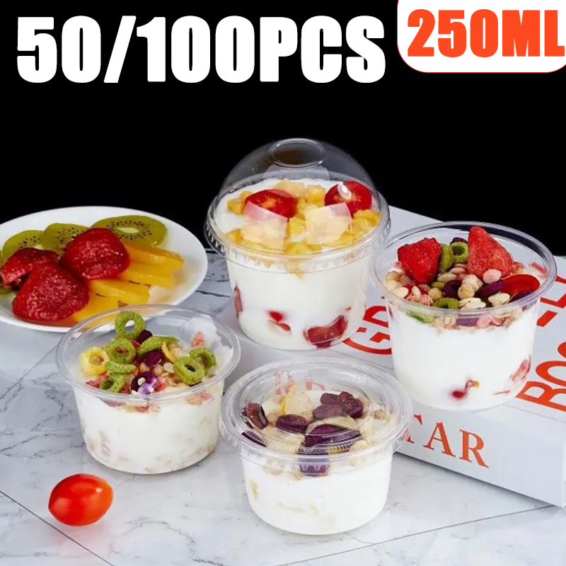 50/100 個 250 ミリリットル使い捨てプラスチックプ - Sauce Dipping Cup のレビューと価格